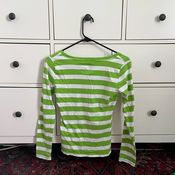 Lime Green And White Striped Hollister 